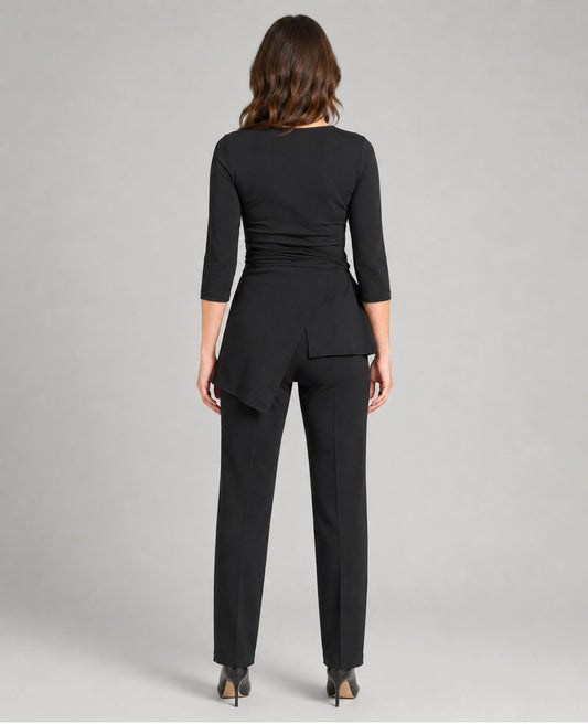 The Vesper Wrap Top | Long Sleeve Black Blouse for Musicians