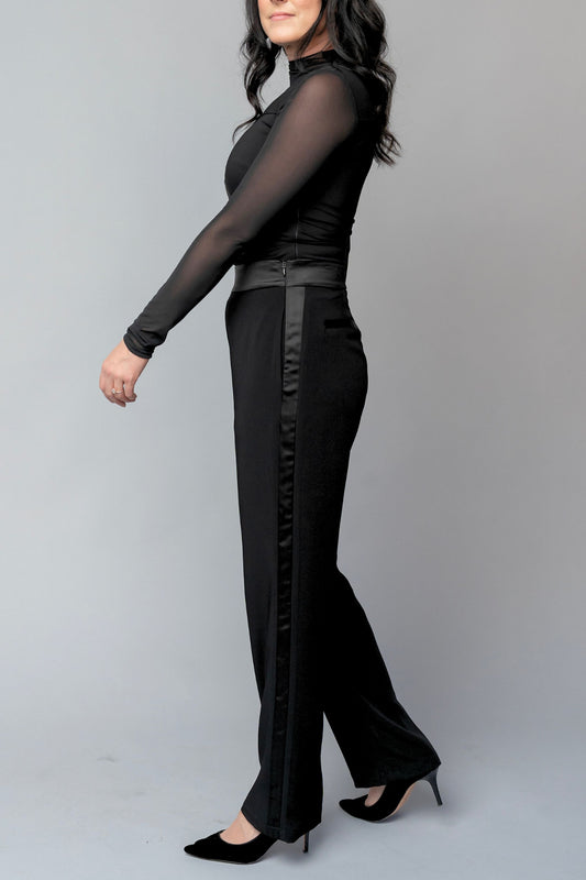 women's concert black tuxedo pants