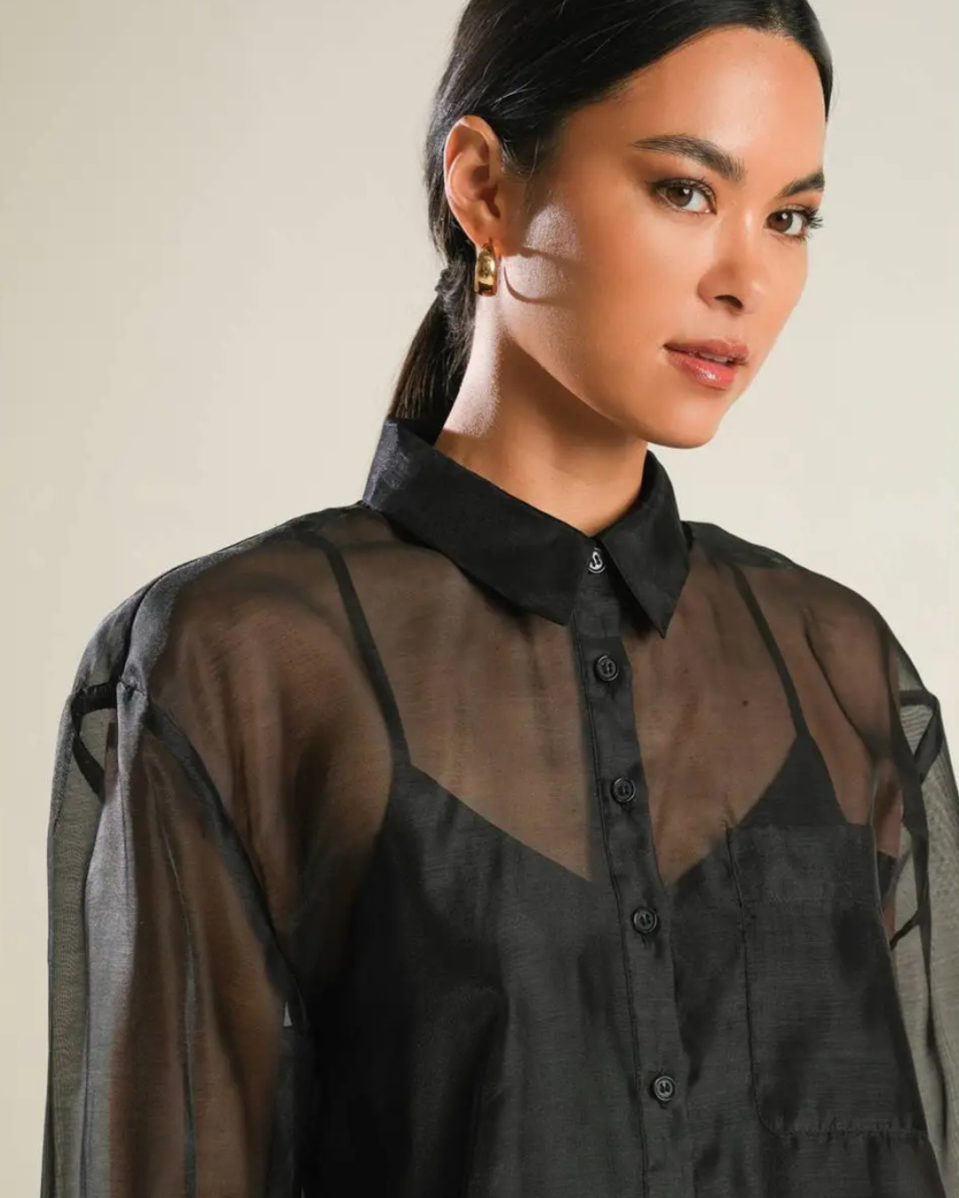 Sheer Button-Down Top