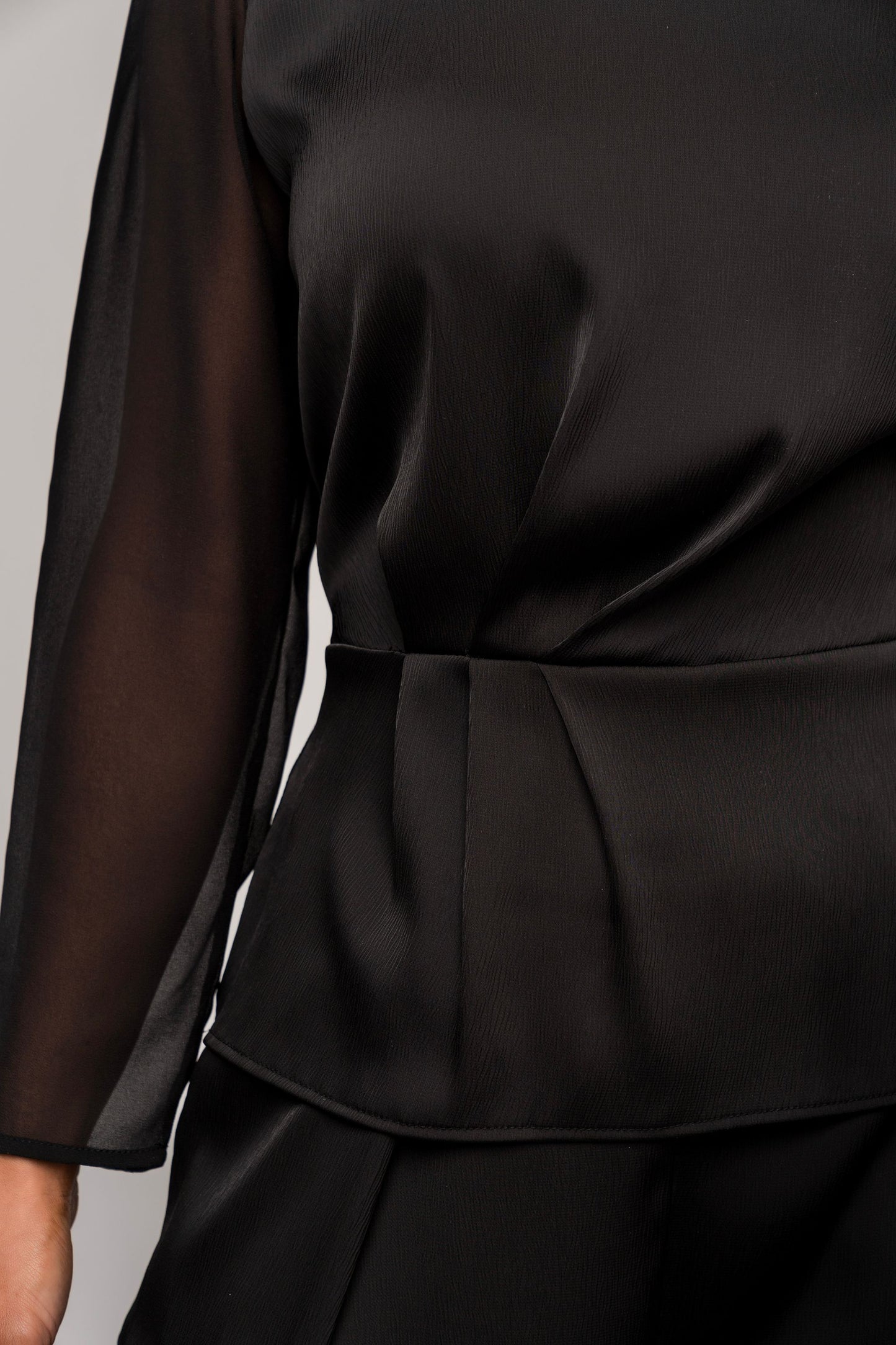 long sleeve concert black blouse sheer sleeves dressy