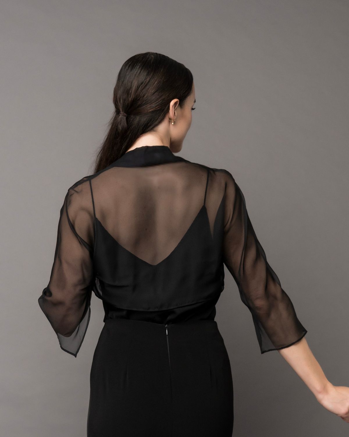 sheer chiffon black bolero shrug