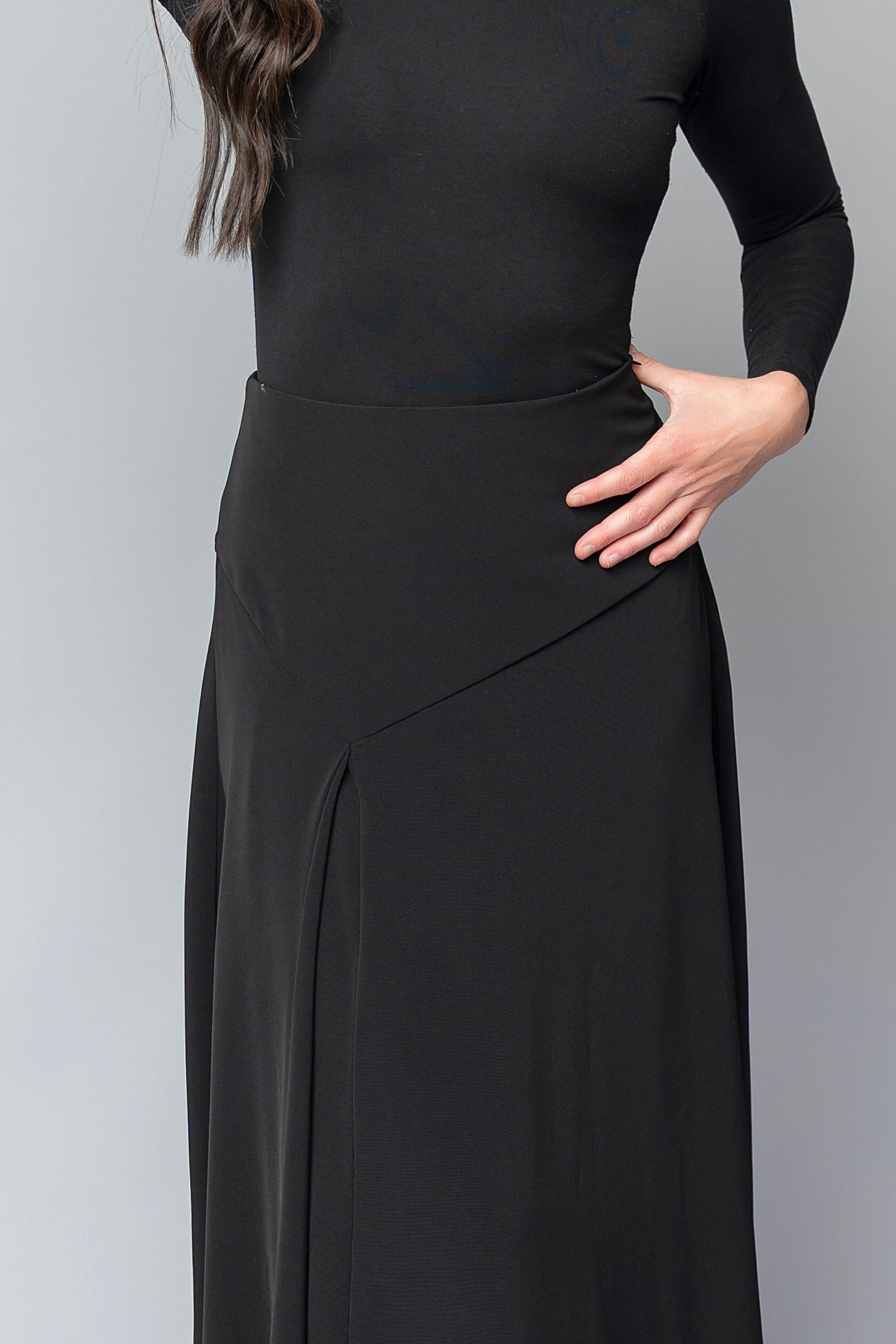 floor length a-line black formal skirt