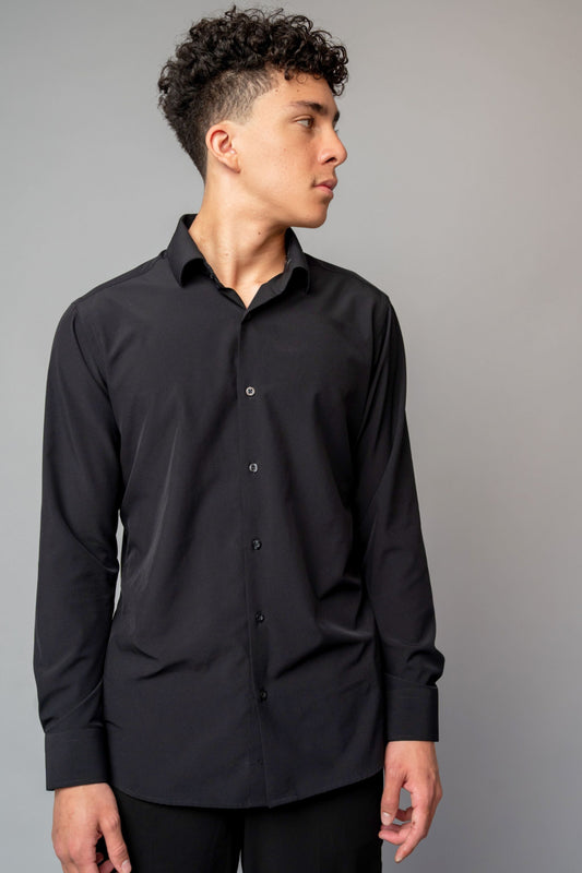 mens black dress shirt with stretch