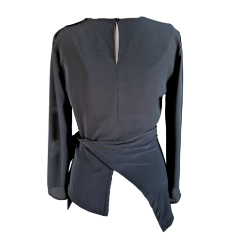 asymmetrical long sleeve concert black top
