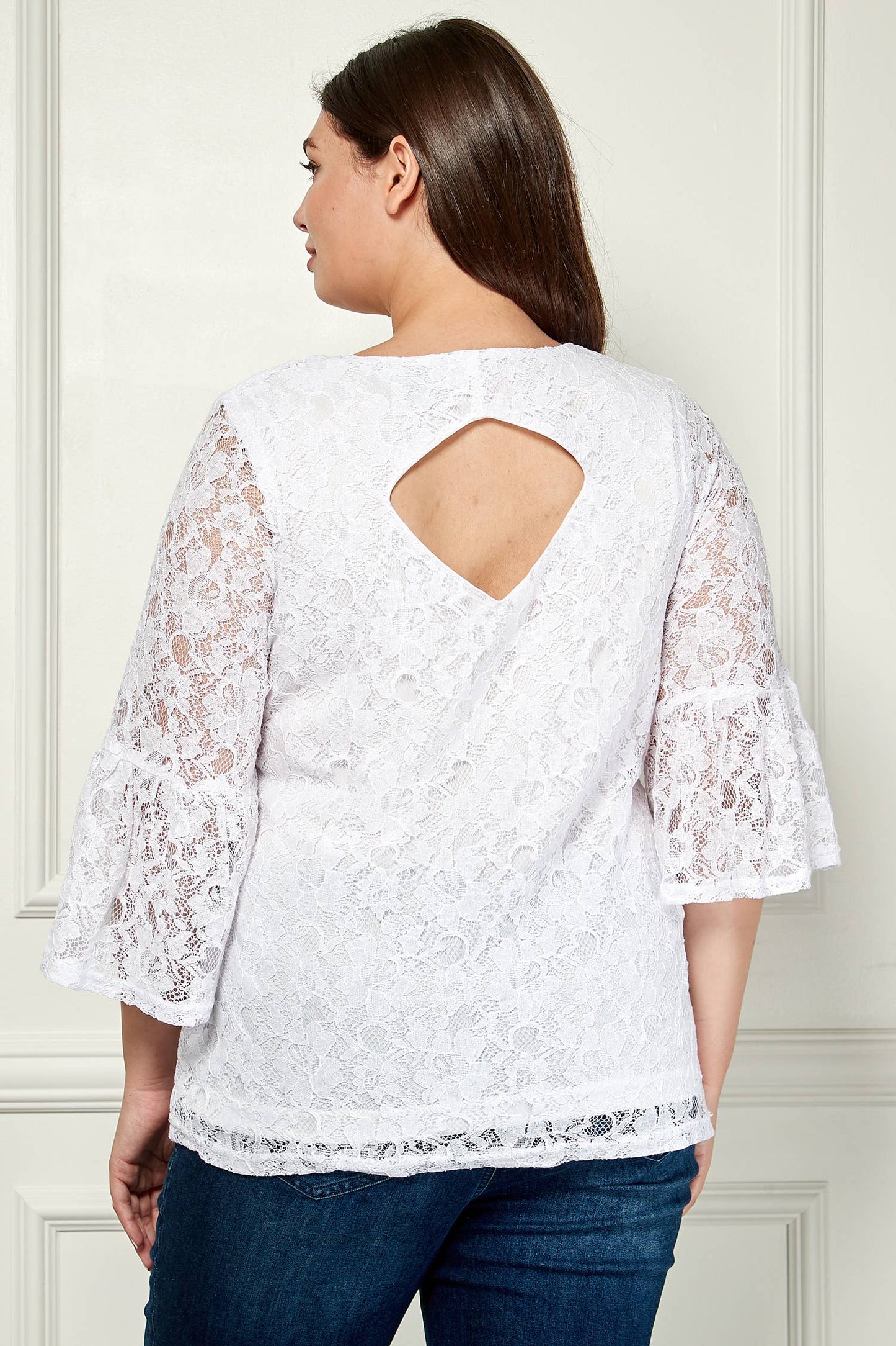 3/4 Sleeve Black Lace Top in Plus Size