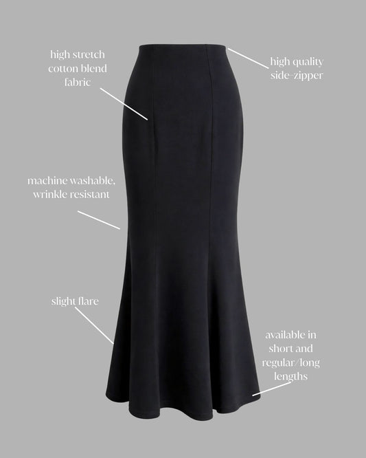 Concert Black Stretch Formal Maxi Skirt