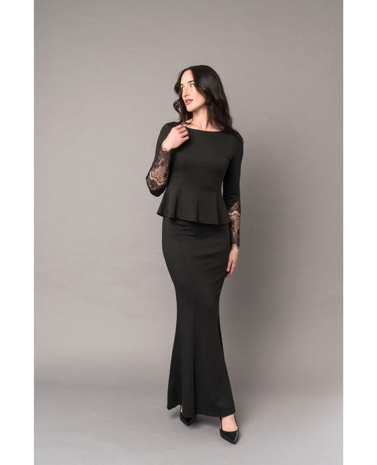 Peplum Top with Lace Sleeves