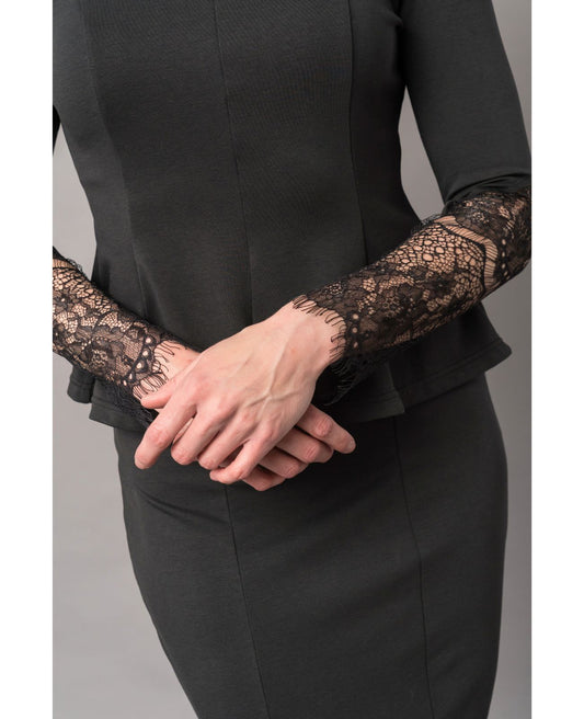 Peplum Top with Lace Sleeves