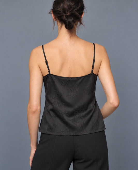 black jacquard cami with adjustable straps by blackstrad concert attire