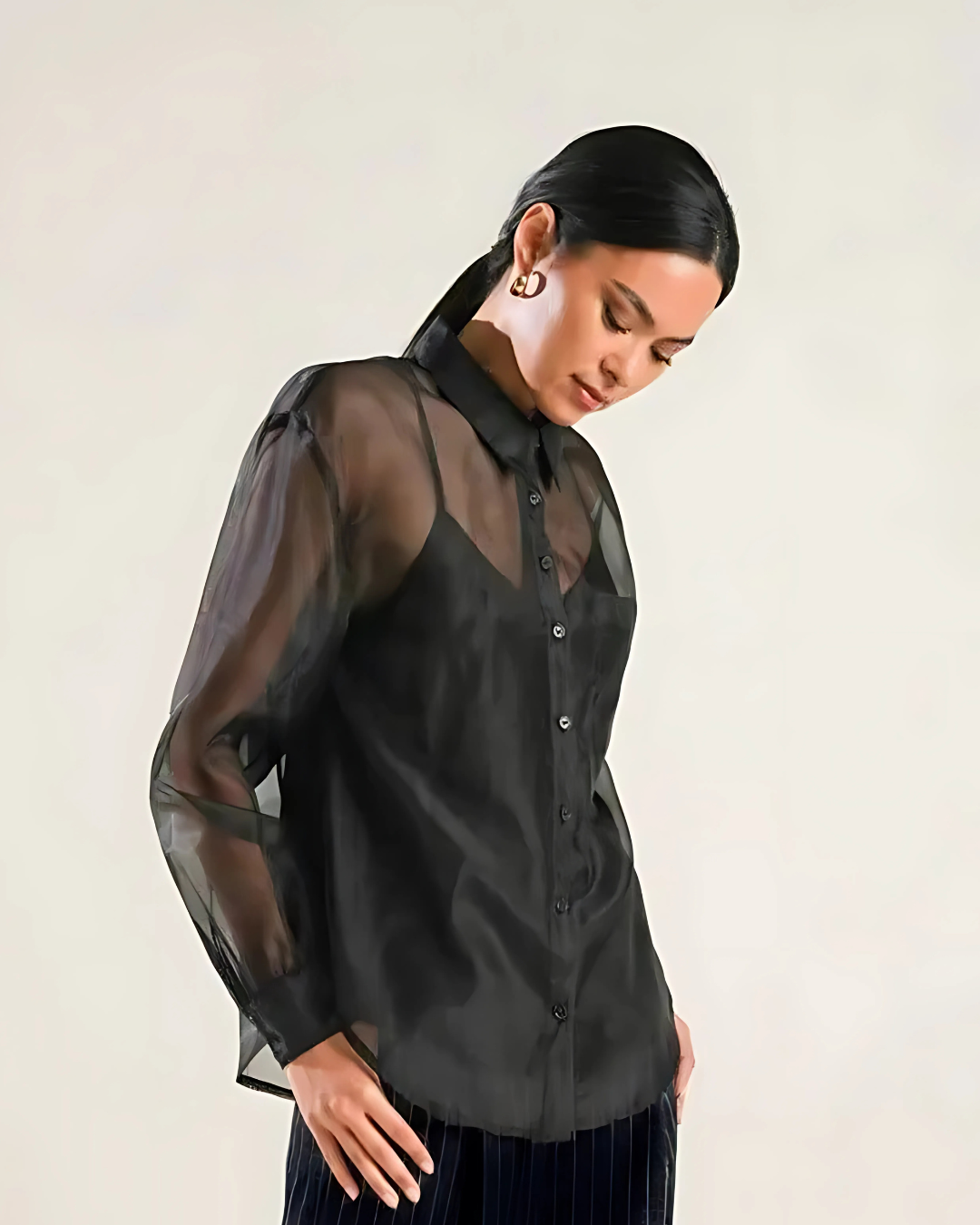 Sheer Button-Down Top