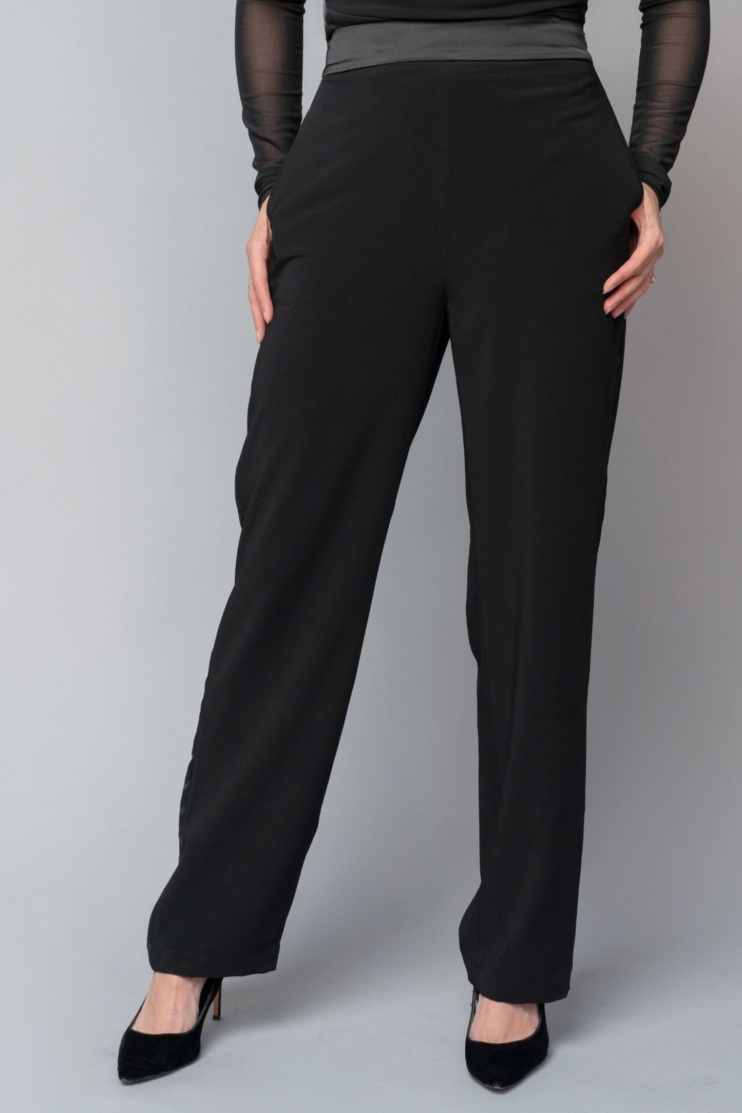 women's concert black tuxedo pants