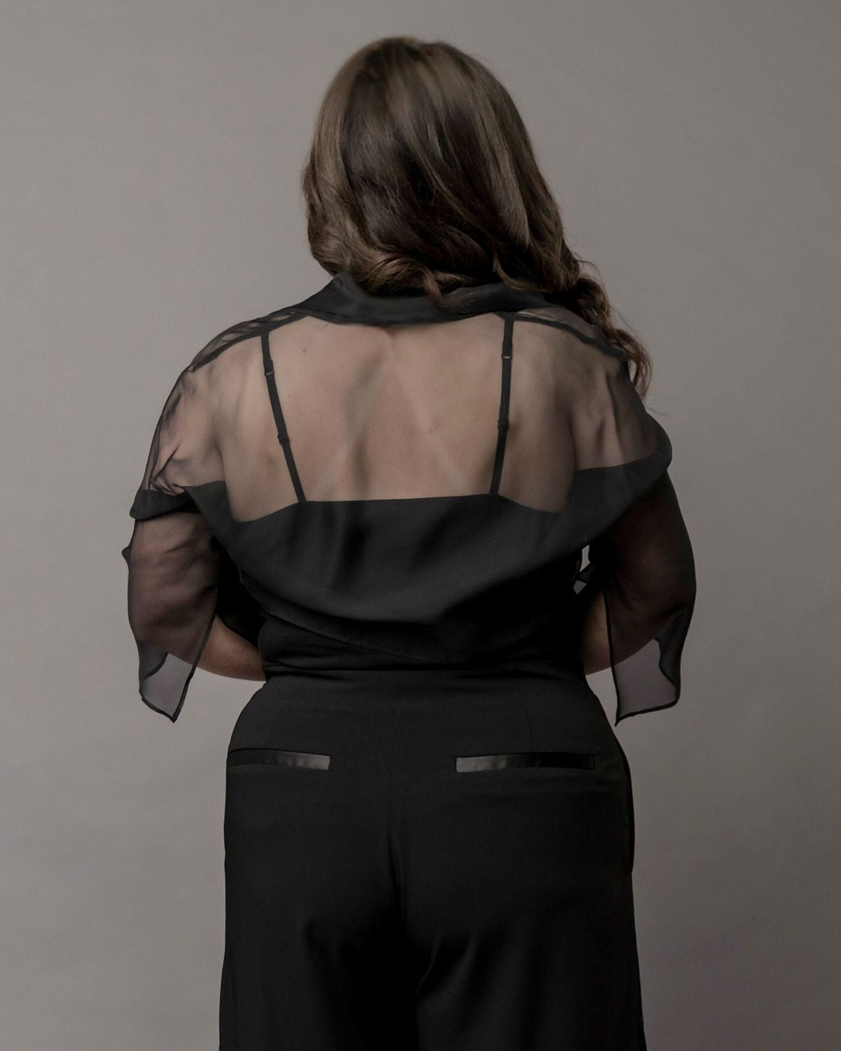 sheer chiffon black bolero shrug