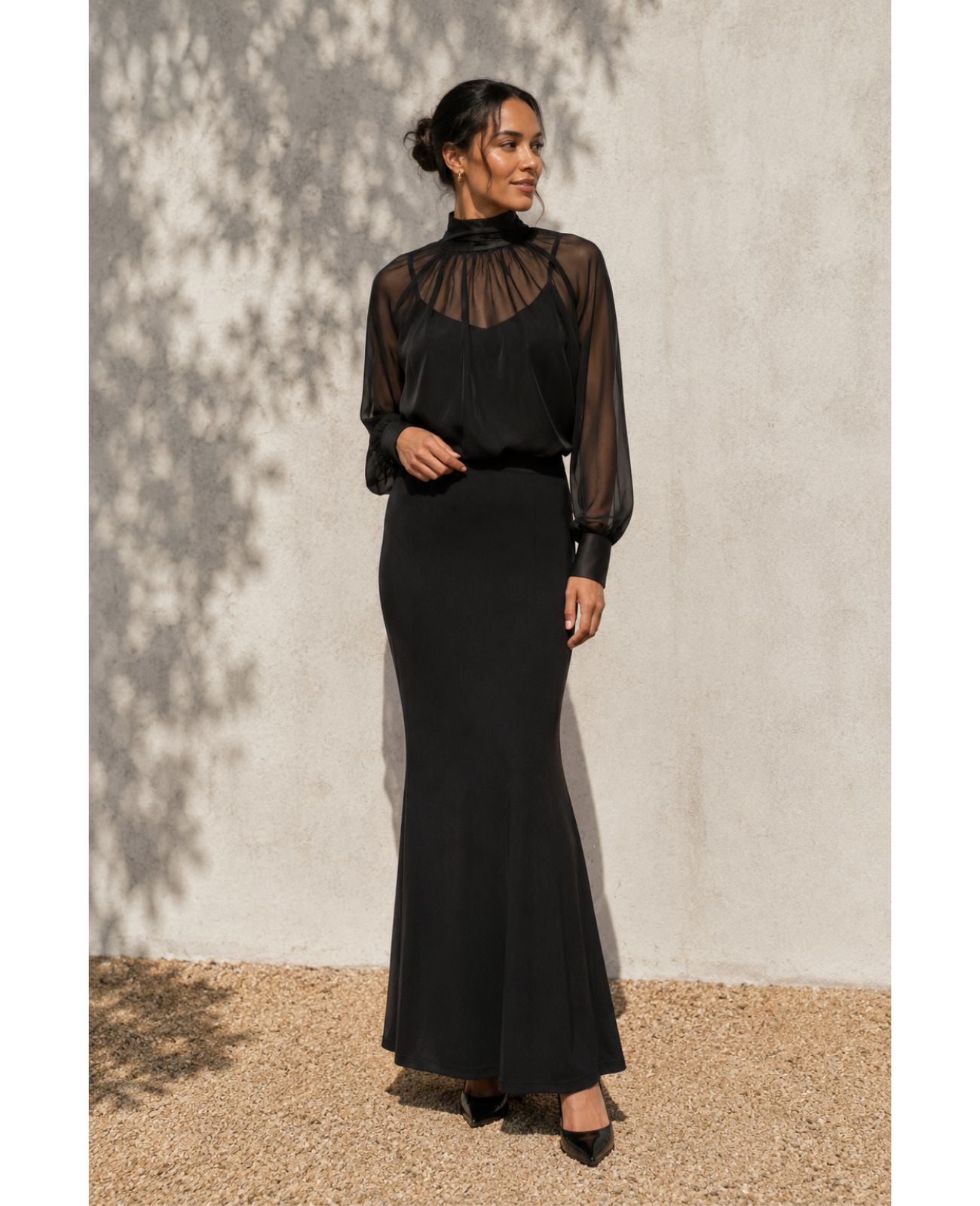 Chiffon Blouse | Long Sleeve Black Blouse for Musicians