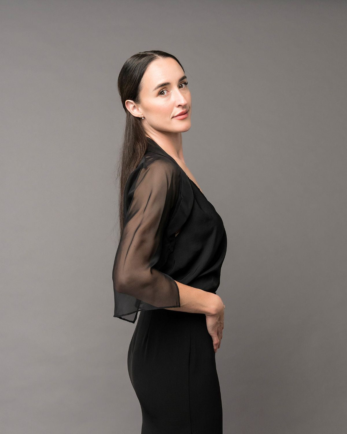 sheer chiffon black bolero shrug