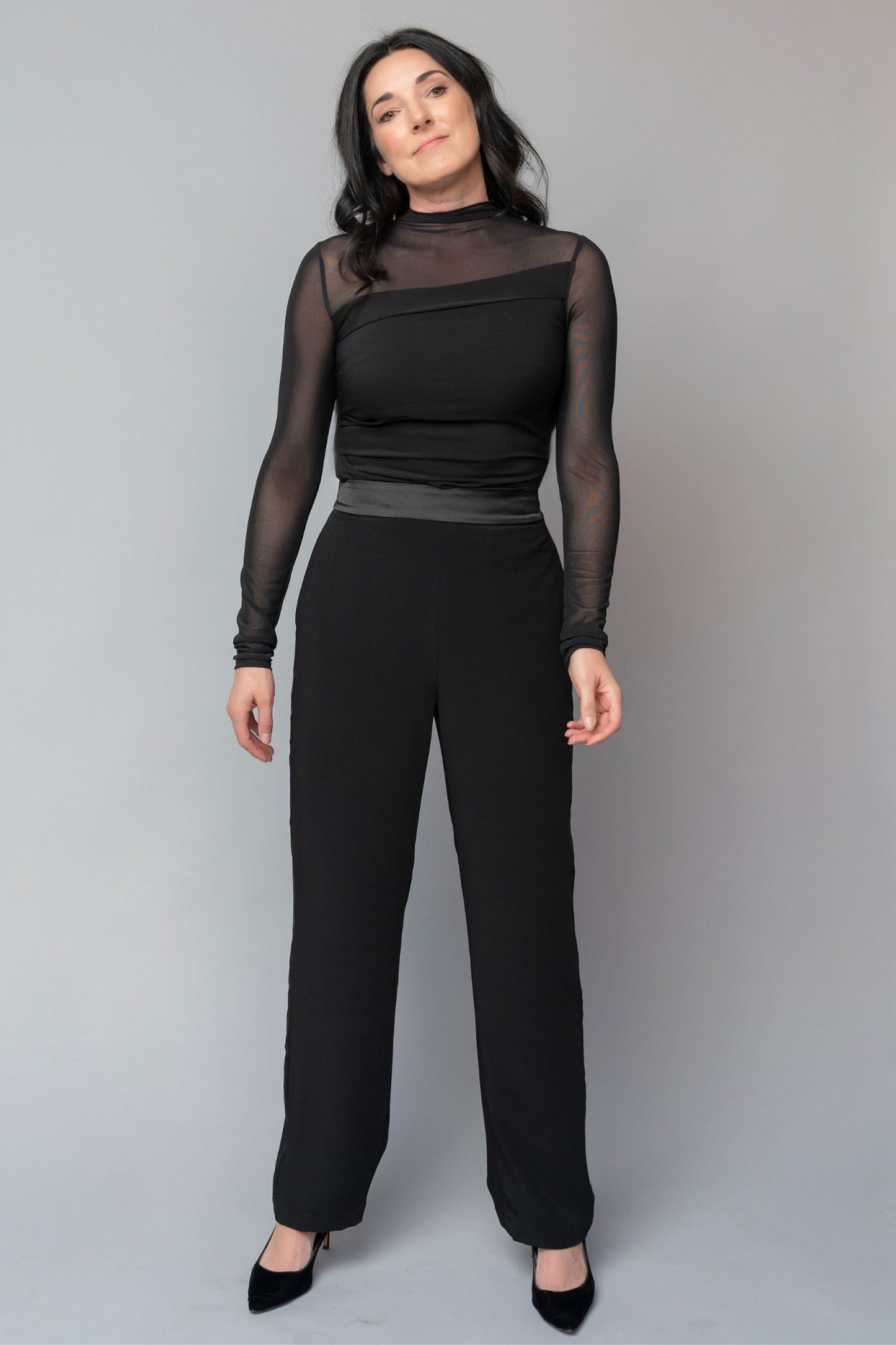 women's concert black tuxedo pants