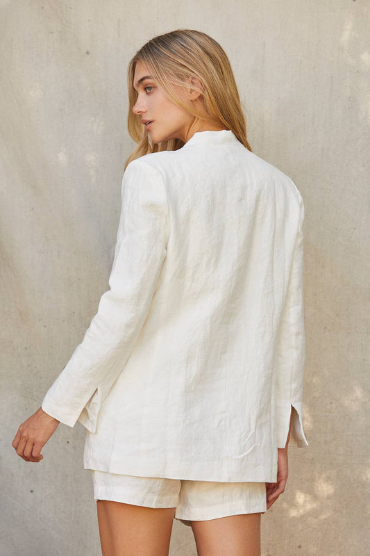 white linen blazer