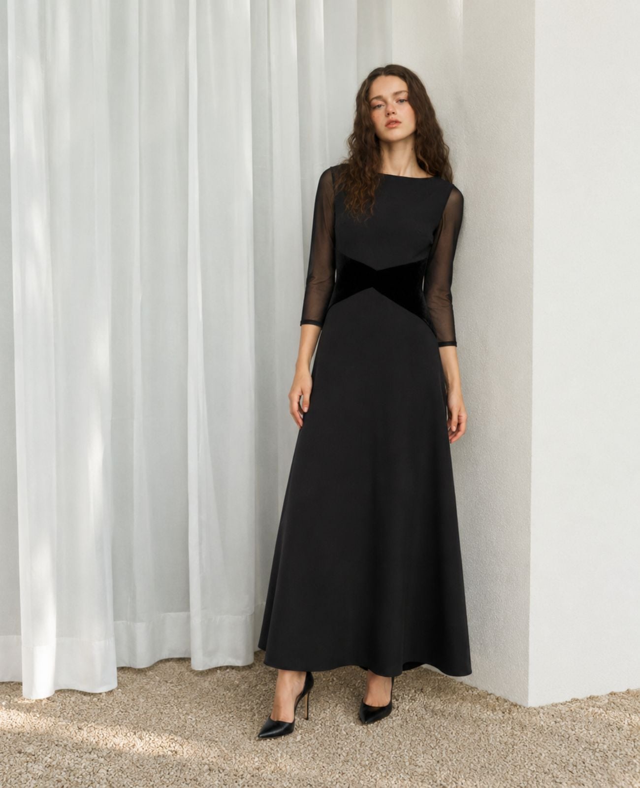choral dress black The Swan | Long-Sleeve Concert Dress Simple A-line Pink Backless and formal events. 100% Linen Clothing Color:Lime