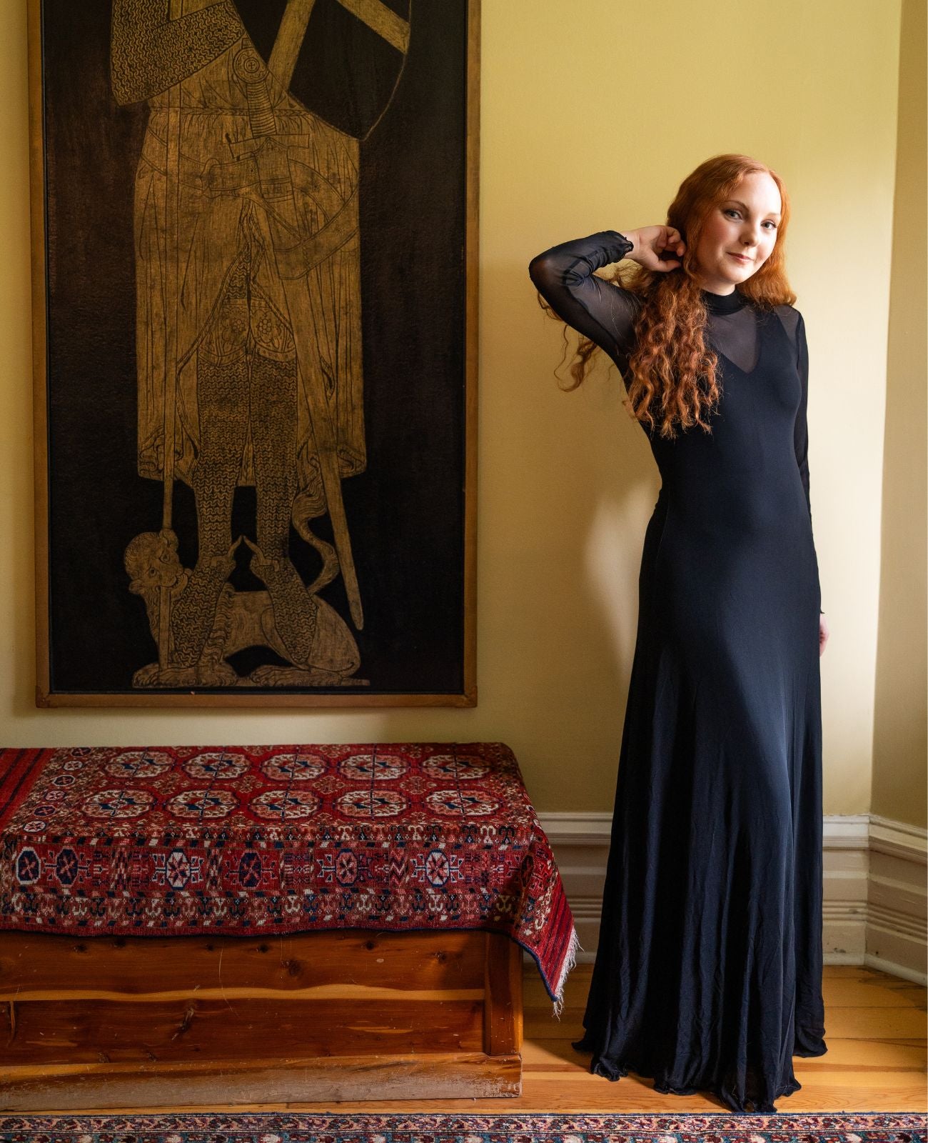 Mock Neck Mesh Overlay Dress – Sheer Concert Layer for Musicians