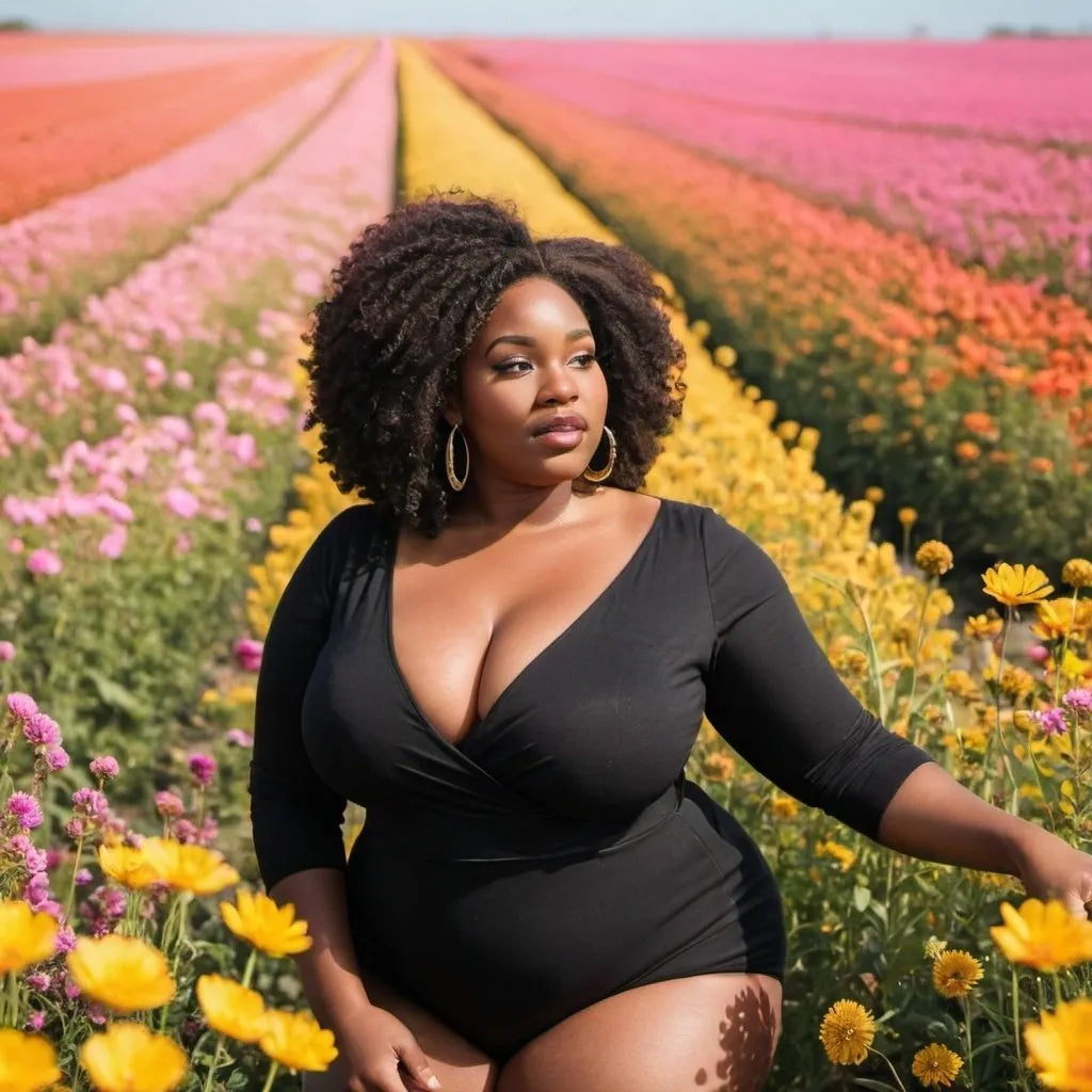 woman wearing plus-size long-sleeve black top