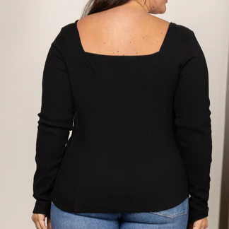 Plus Size Concert Black Top with Long Sleeves