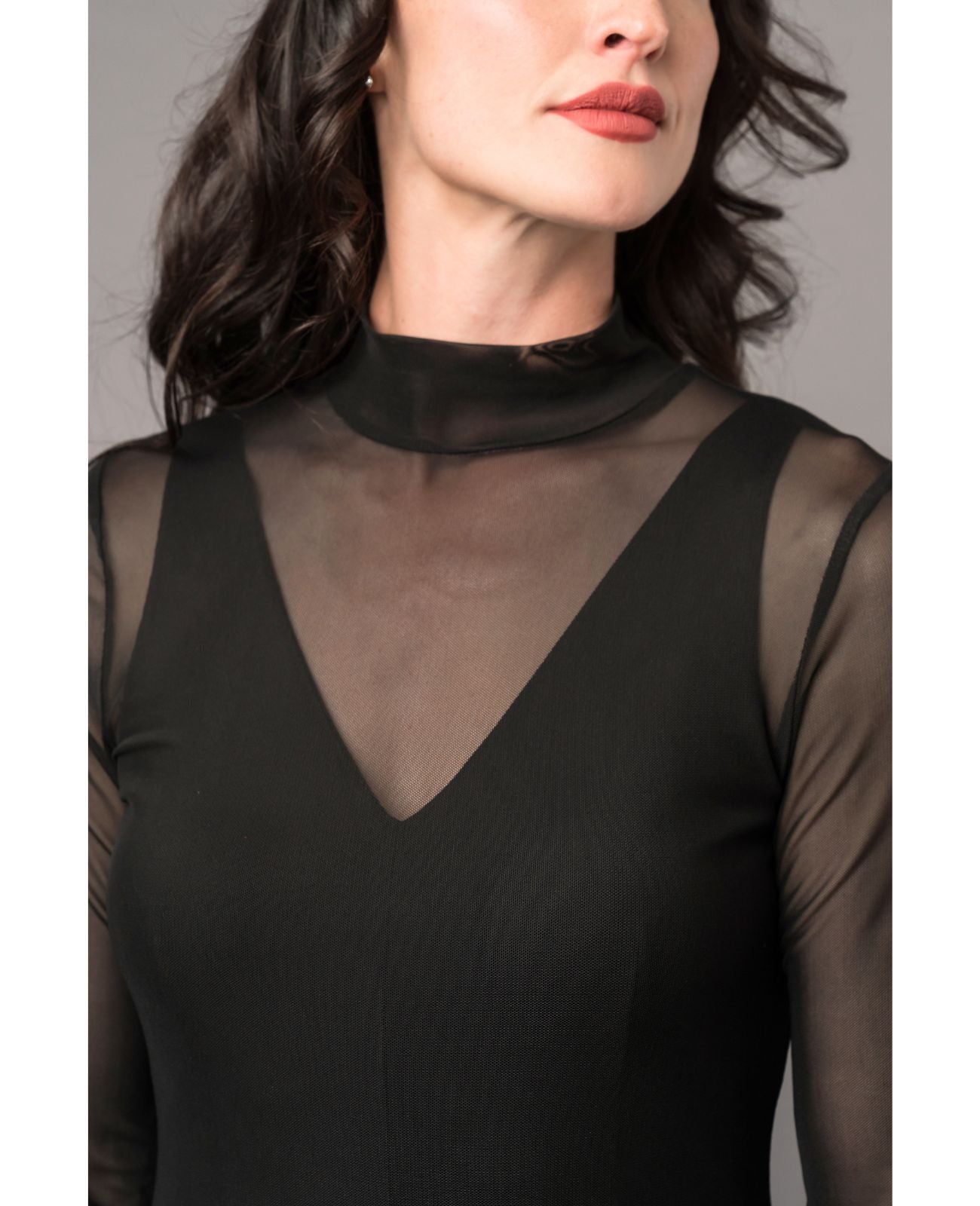 sheer long sleeve black maxi dress