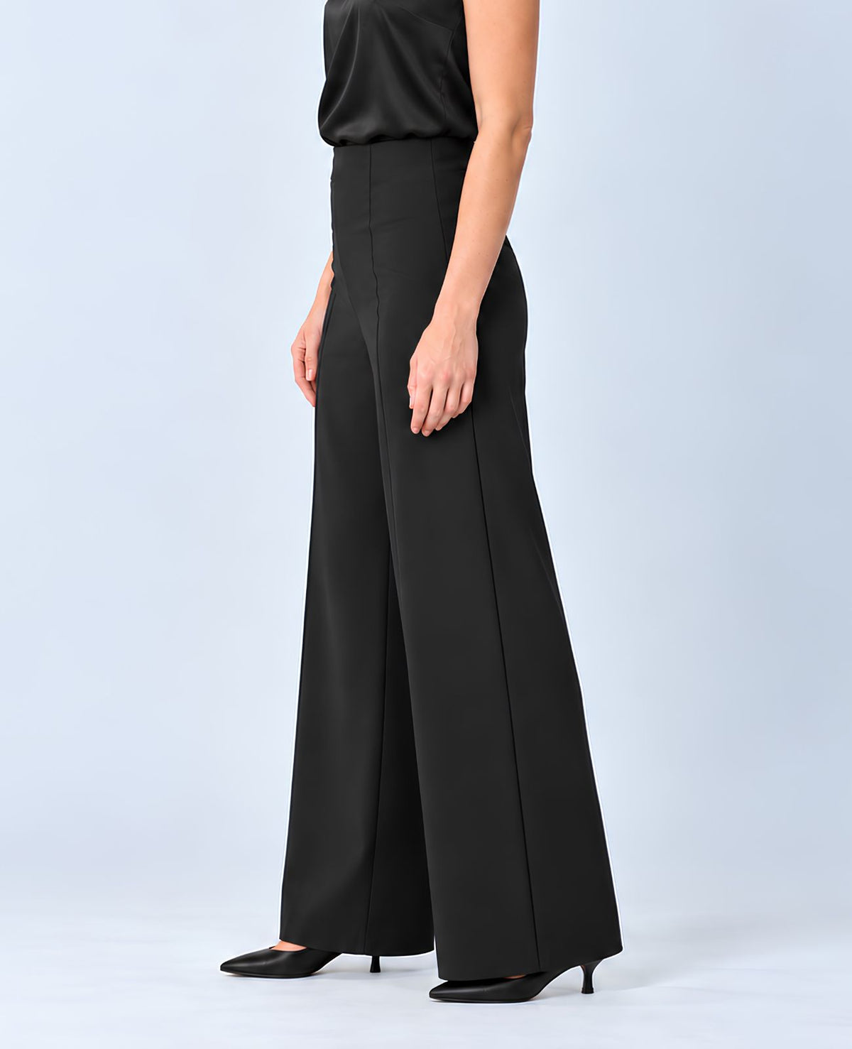 Wide Leg Black Stretch Pants | Concert Black Pants for Musicians
