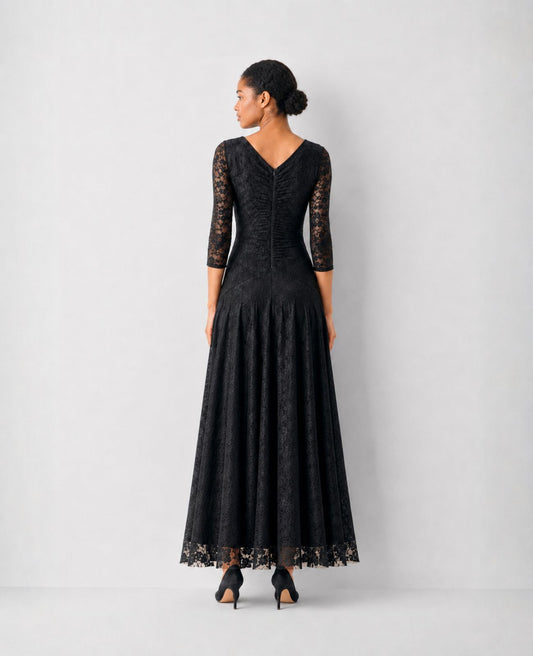 Iris Dress | Long Sleeve Concert Black Lace Dress with Pockets| For Musicians in Choir and Orchestra