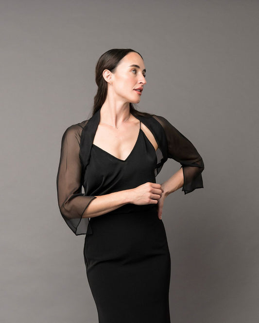 sheer chiffon black bolero shrug
