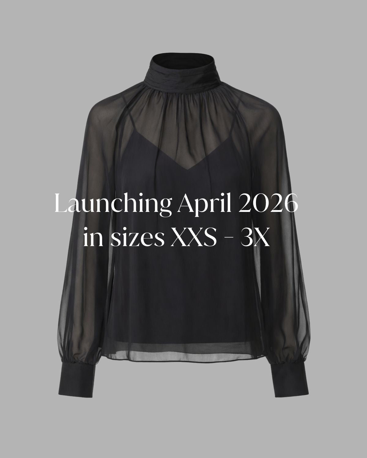 Chiffon Mock Neck Blouse with Blouson Sleeves