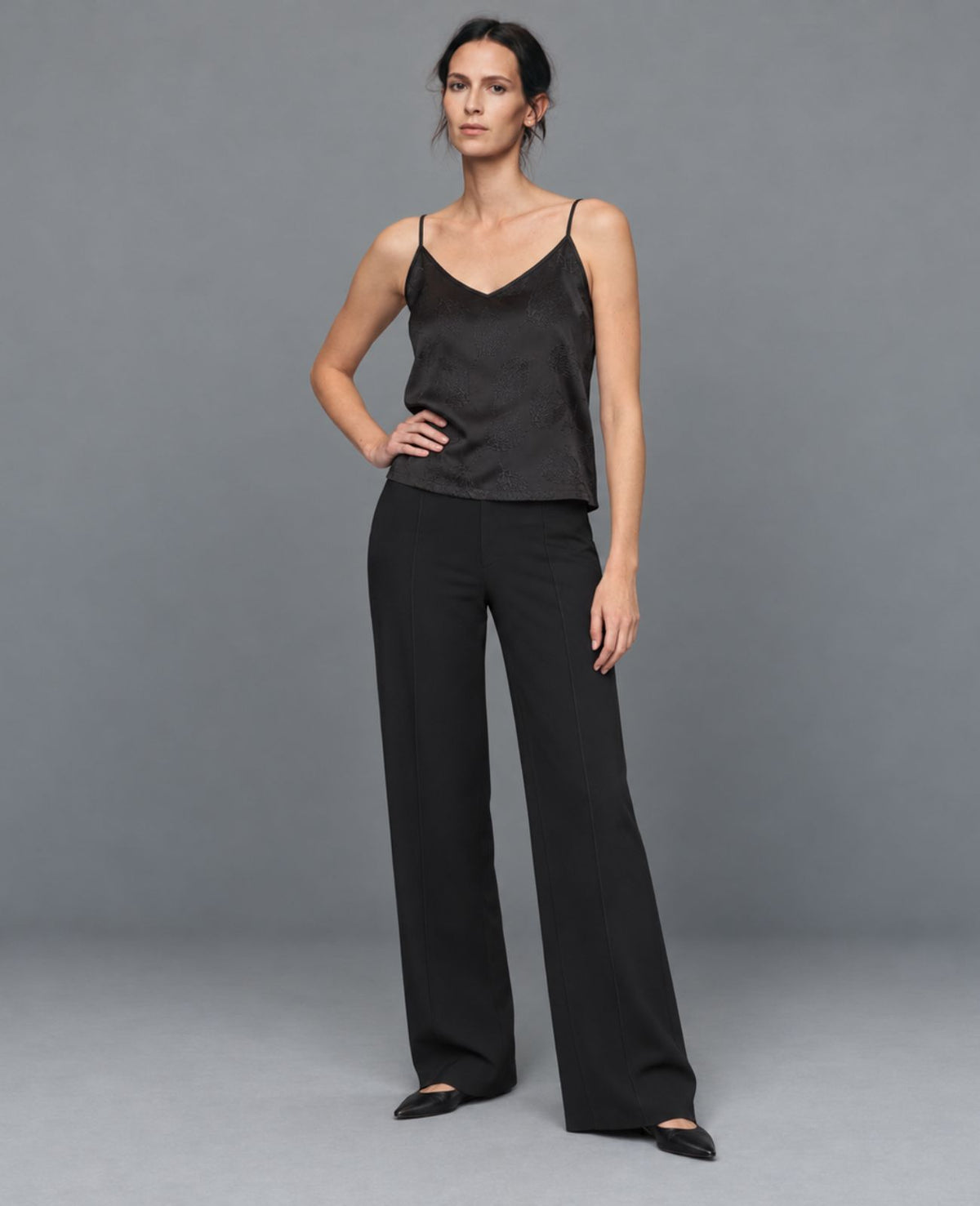 black jacquard cami with adjustable straps by blackstrad concert attire