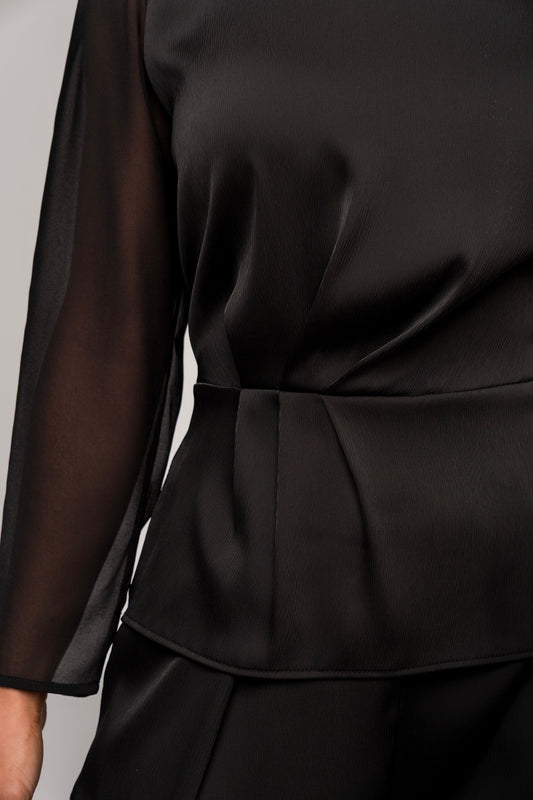  long sleeve concert black blouse sheer sleeves dressy