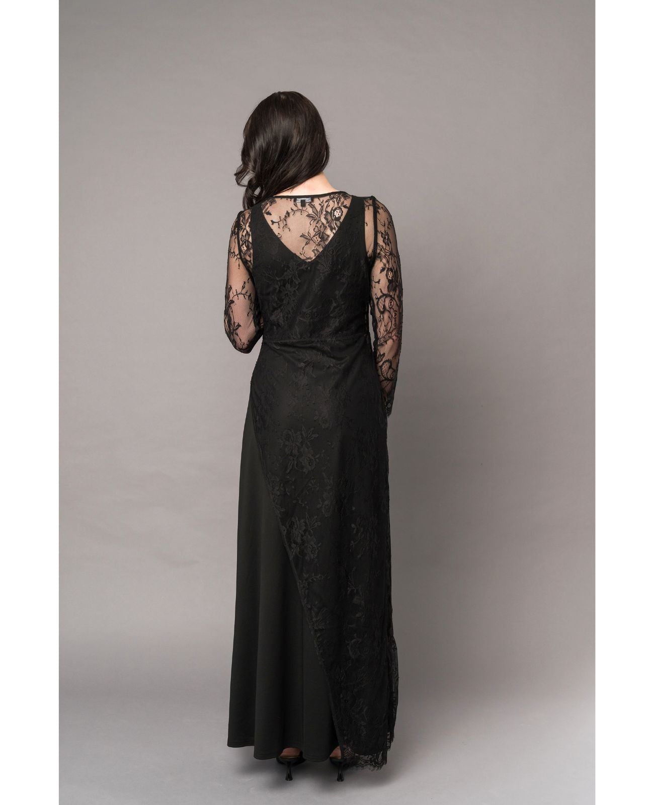 black Asymmetrical Lace Overlay Dress
