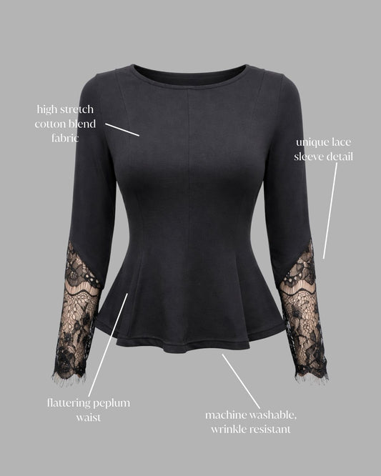 Peplum Top with Lace Sleeves