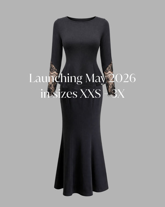 Long-Sleeve Concert Black Blouse and Skirt Set