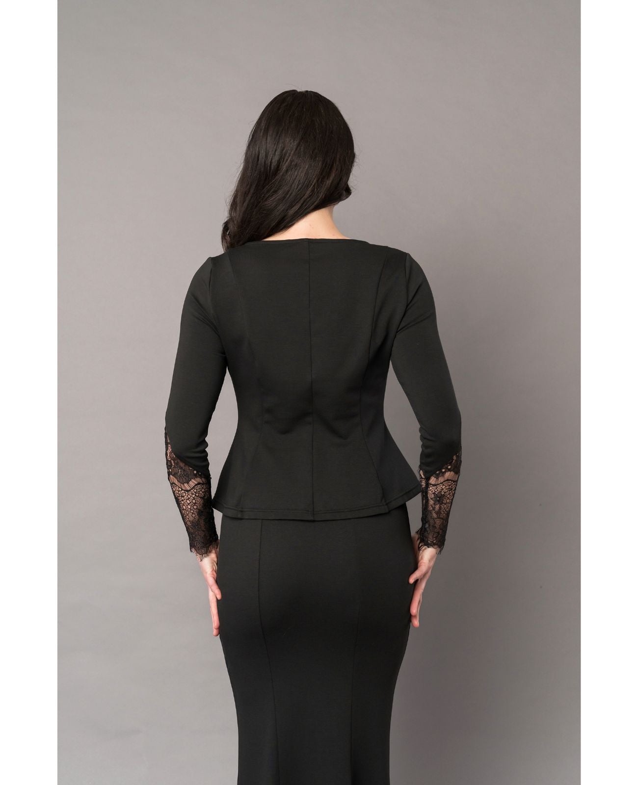 Peplum Top with Lace Sleeves