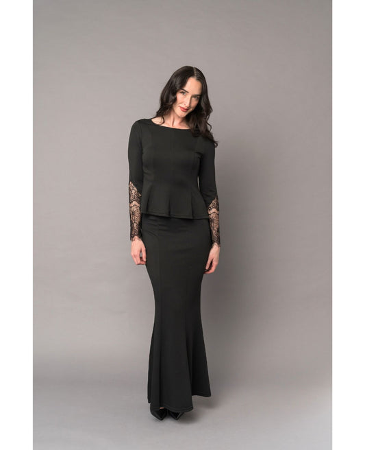 Peplum Top with Lace Sleeves