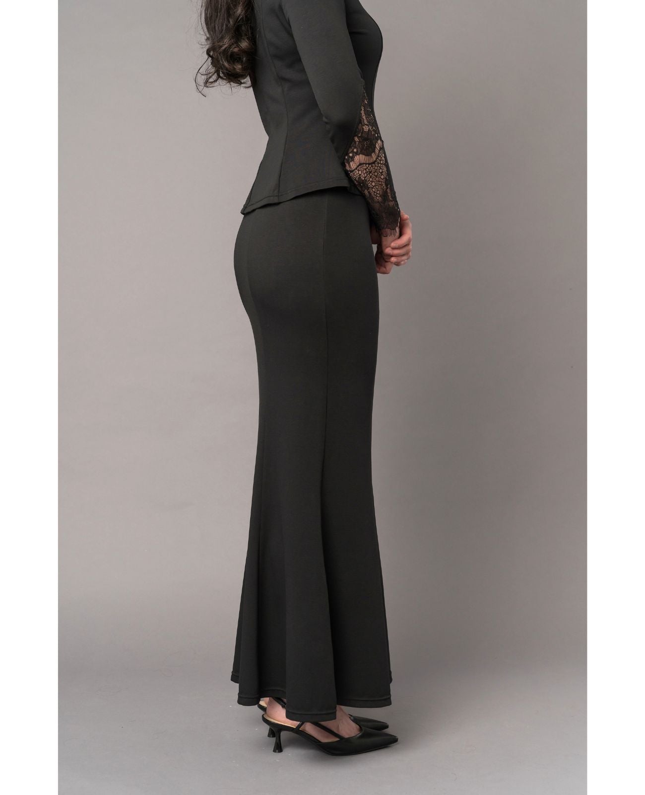 Concert Black Stretch Formal Maxi Skirt