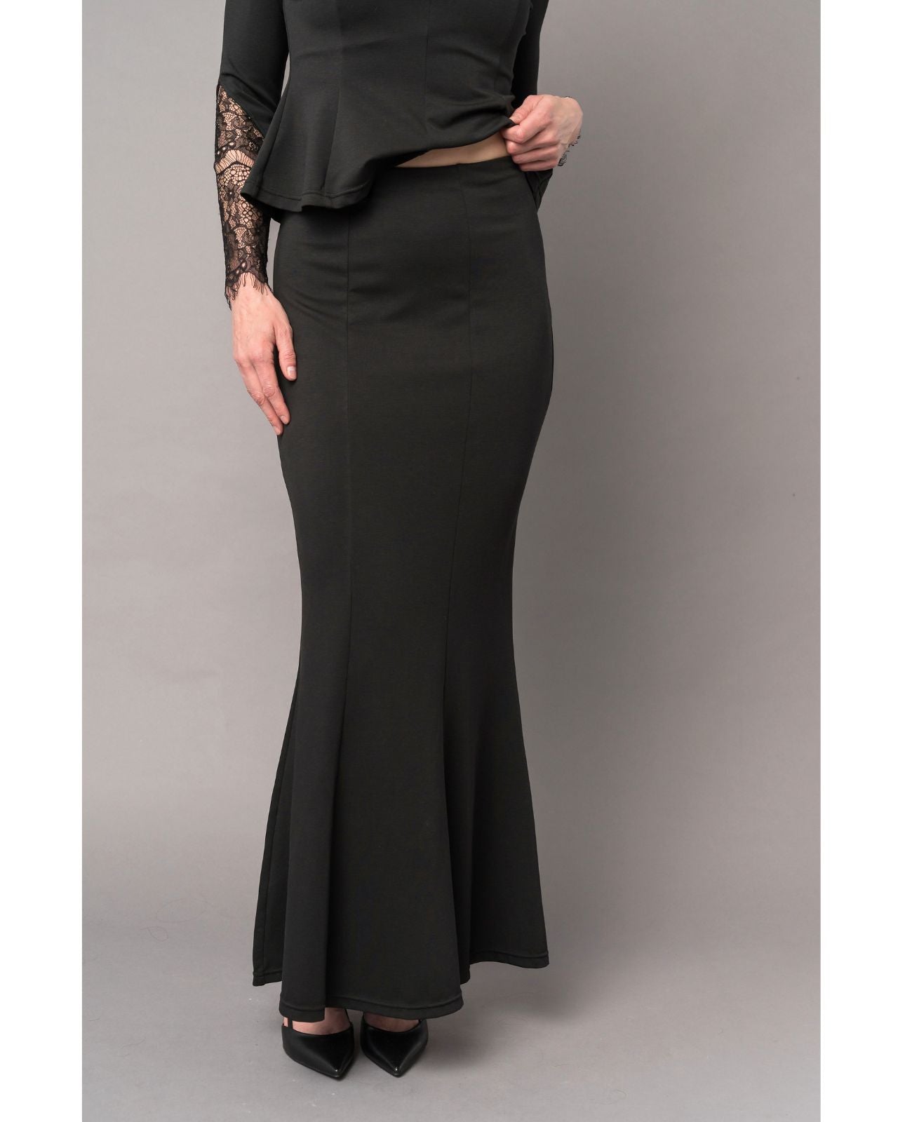Concert Black Stretch Formal Maxi Skirt