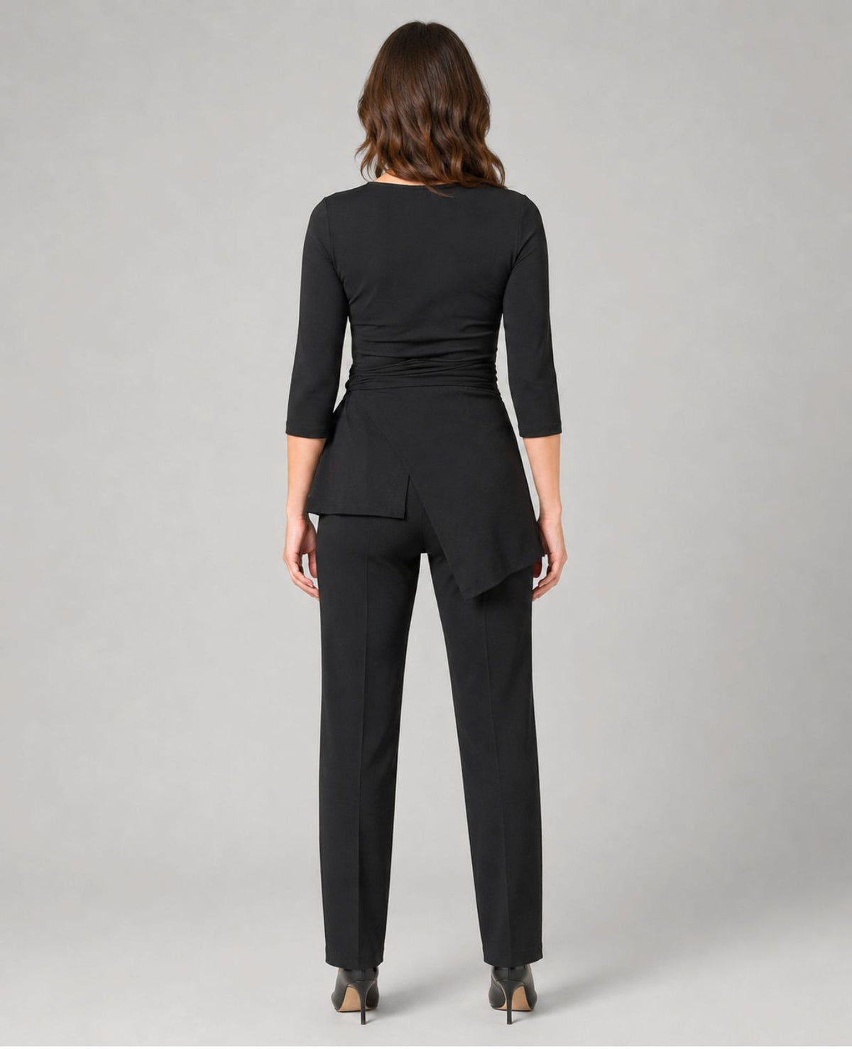 long sleeve black blouse wrap style top for musicians