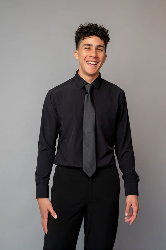 mens black dress shirt with stretch