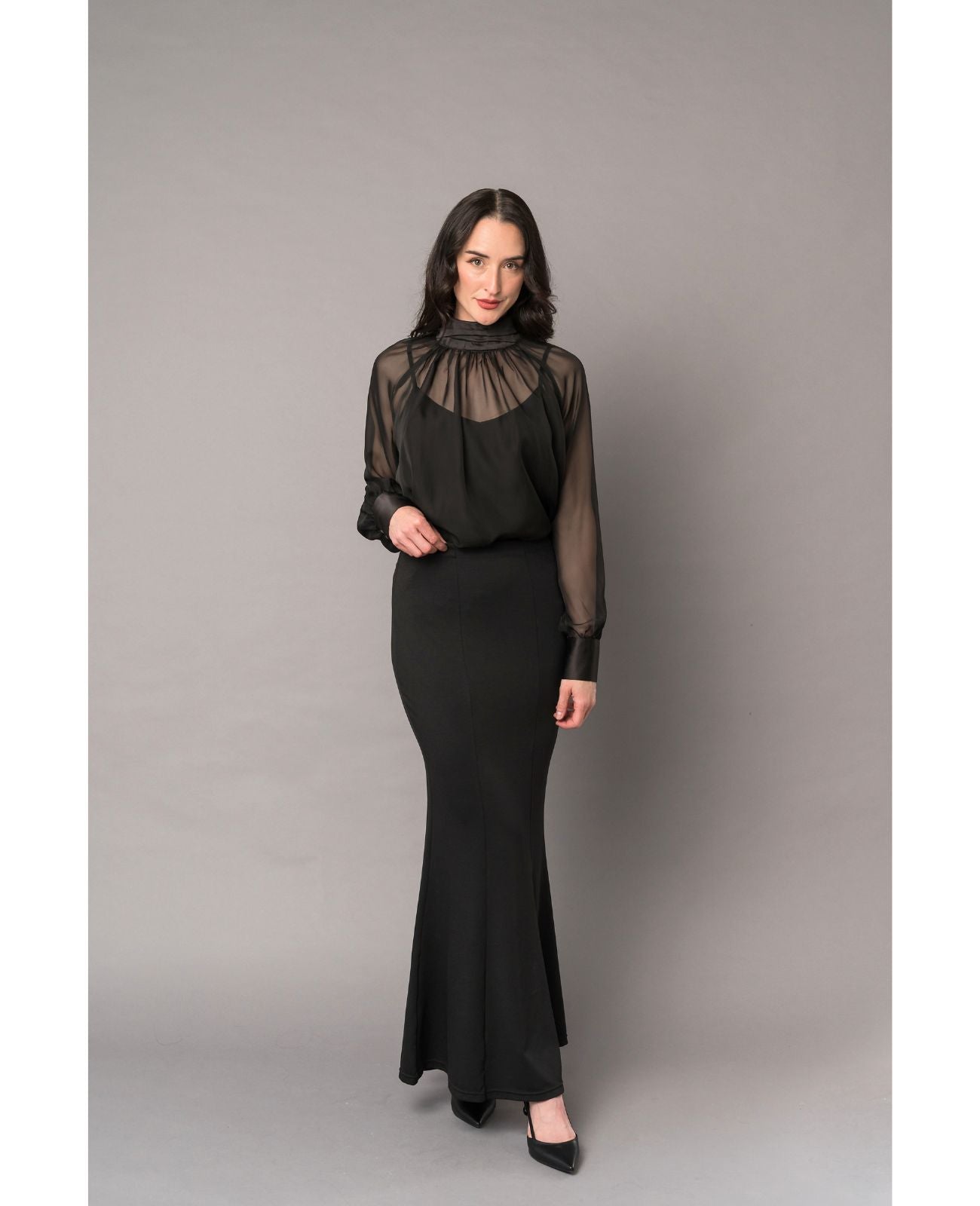 Long sleeve concert black blouse