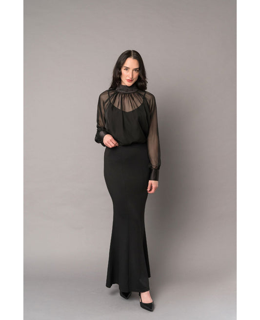 Long sleeve concert black blouse