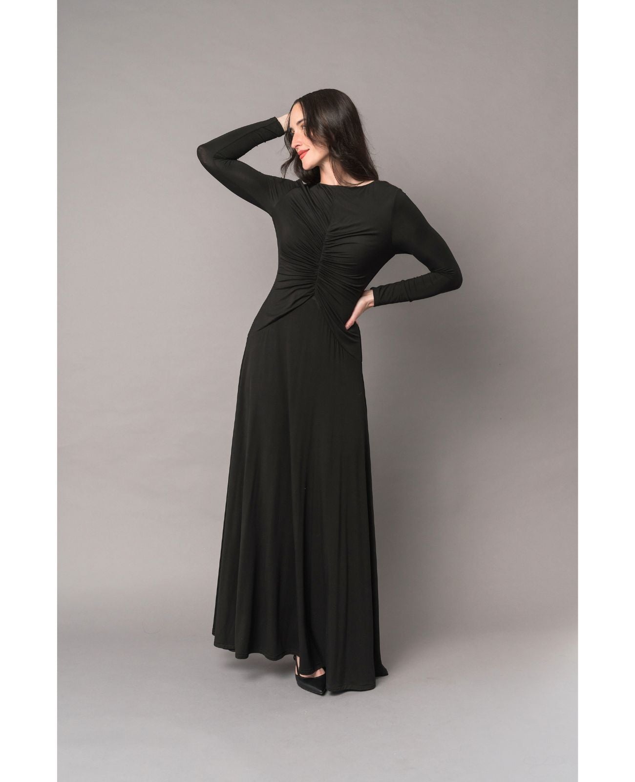 natural fiber concert black dress