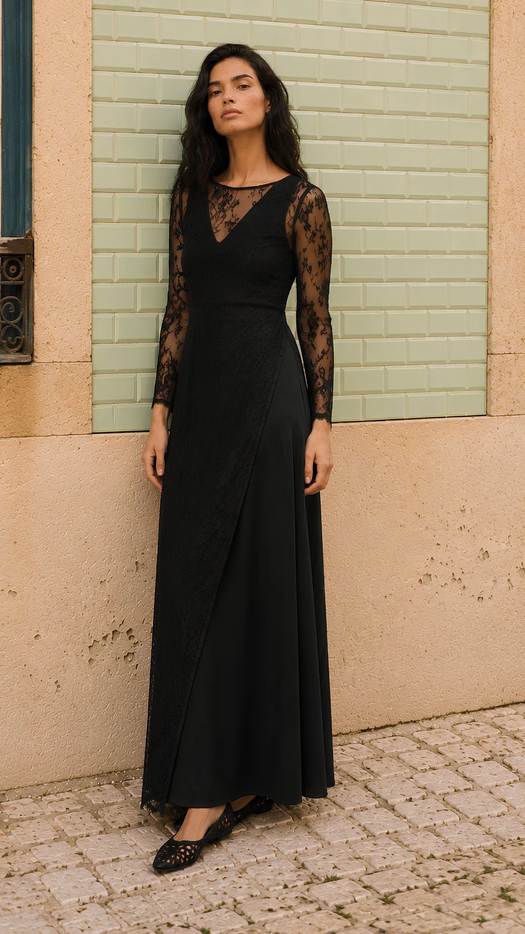 Slip Dress and Lace Overlay | Concert Black Dress Set for Musicians