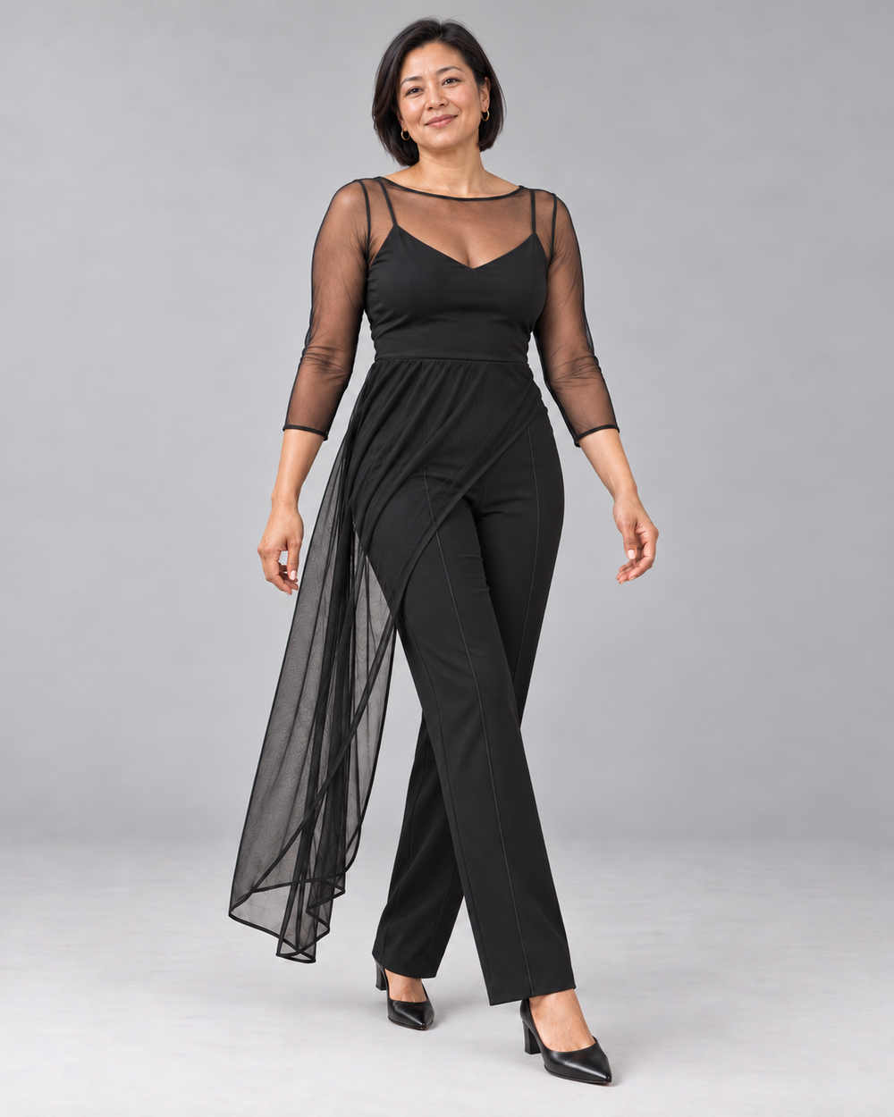 The Aurora Asymmetrical Top | Sheer Mesh Overlay for Musicians