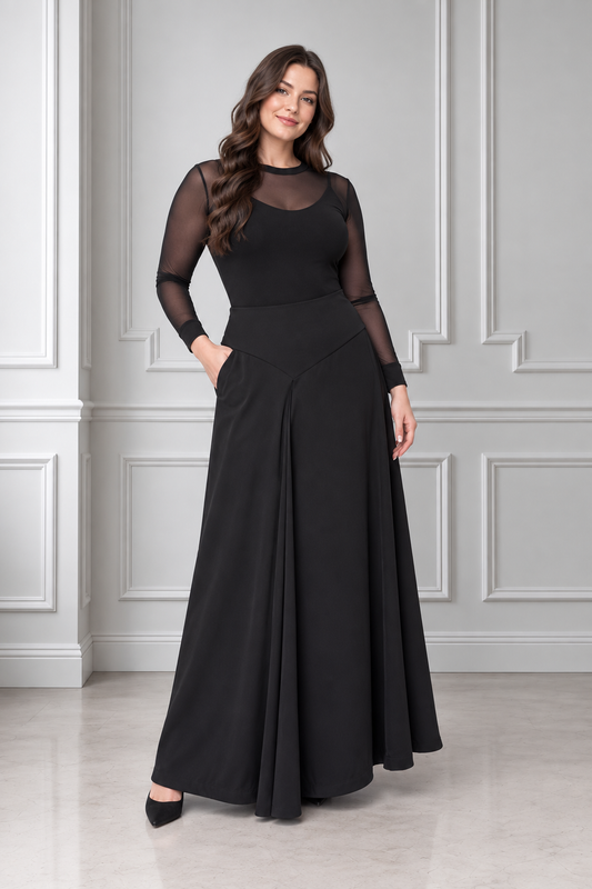 a-line formal black skirt for musicians the Cello Skirt