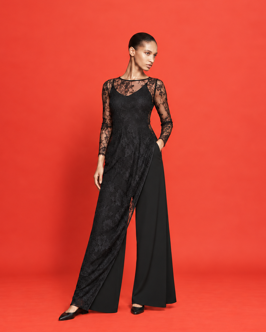 blackstrad asymmetrical lace top for musicians