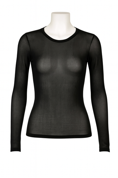 トップス liten Sheer Scalpture Tops black Petite Black Sheer Long Sleeve Top | Petite | PLT USA