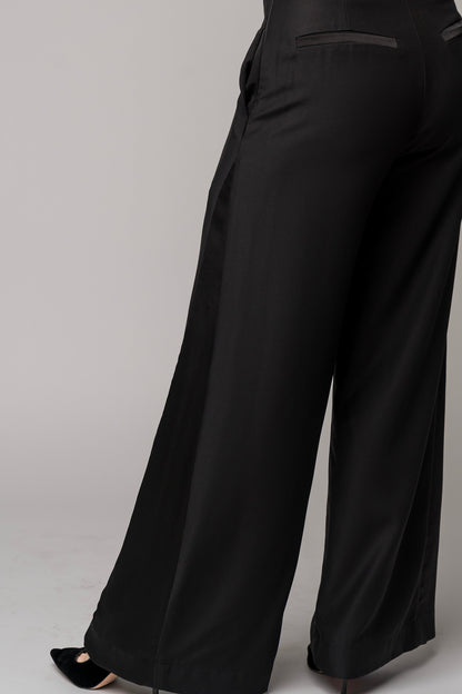 formal black pants, minimalist formal black pants, formal black pant set, black dress pants, concert black, concert attire, dressy black trousers wide leg black trousers, wide leg black pants, women's tux pants, breathable pants, black pants with pockets