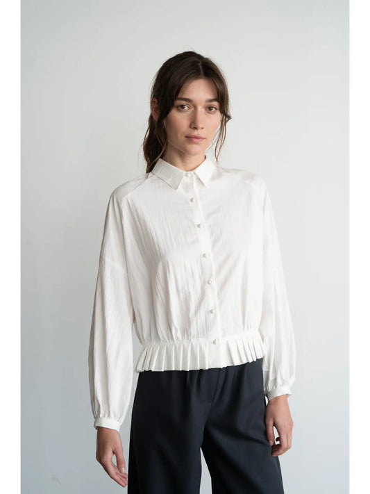 The Maren long-sleeve blouse in BLACK and WHITE